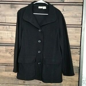 LL Bean black wool Pea Coat  size Large